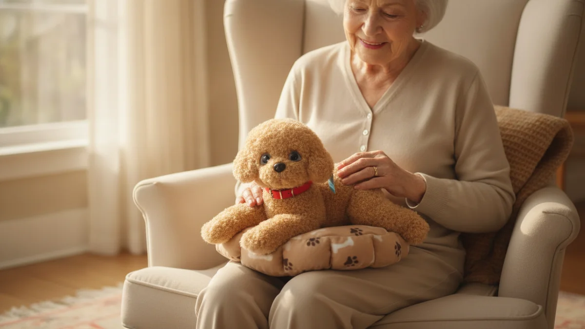 PoodlePet™ Companion resting on an older woman's lap